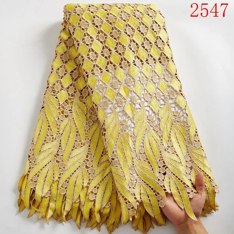 Cord Lace Fabric African Guipur Dubai 2021 High quality/High cost performance  Water Soluble Embroidery Soft Corded Lace Fabric for Party Dress 2547