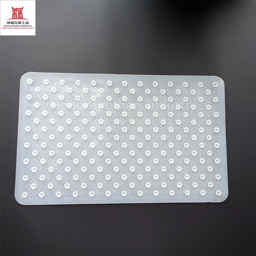 Transparent Silicone Bath/Tub/Shower Anti-Slip Mat with Suction Cups, Clear