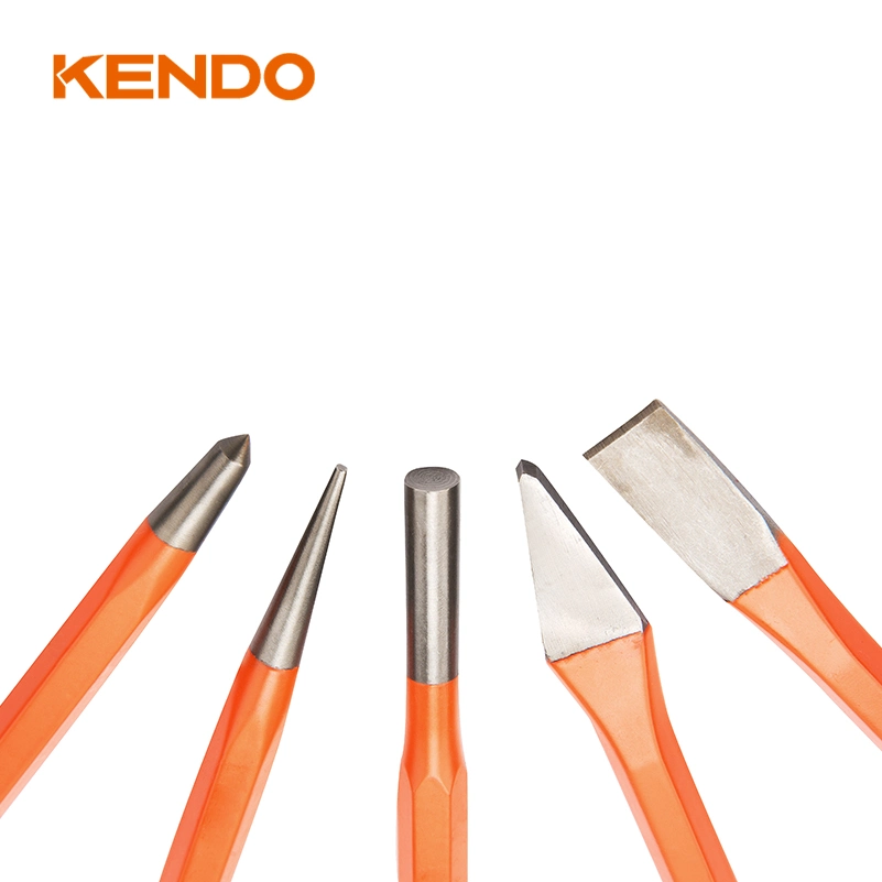 Kendo 5pc Punch Meißel Set Korrosionsbeständig Orange pulverbeschichtet Klinge mit polierter Spitze