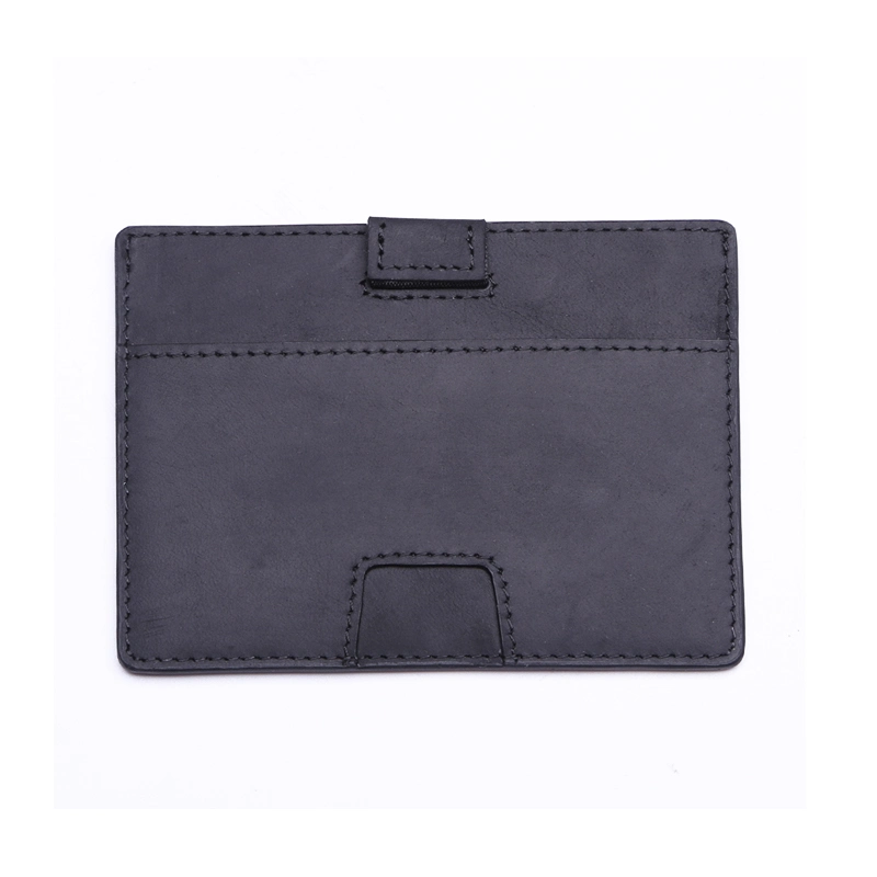 Weave Decoration Genuine Leather Small Wallet RFID Safe Knit Coin Purse Slim Plait Leather Card Holder