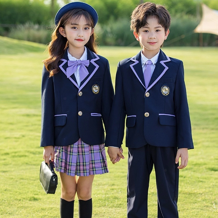 New Design Spring and Autumn British College Style Kids School Uniform