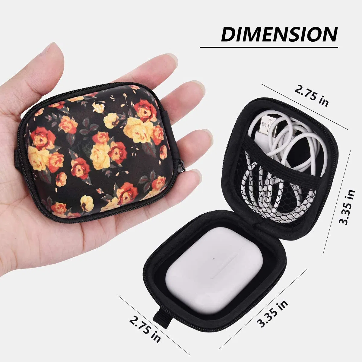 Small Size Earphone Case with Digital Printing and Carabiner Hook