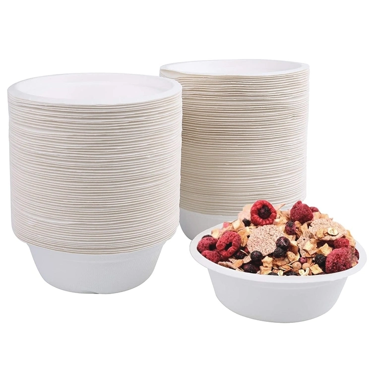 500ml assiette à salade jetable vaisselle soupe ronde brune carton Kraft Conteneur d'emballage avec couvercle revêtement intérieur en PLA