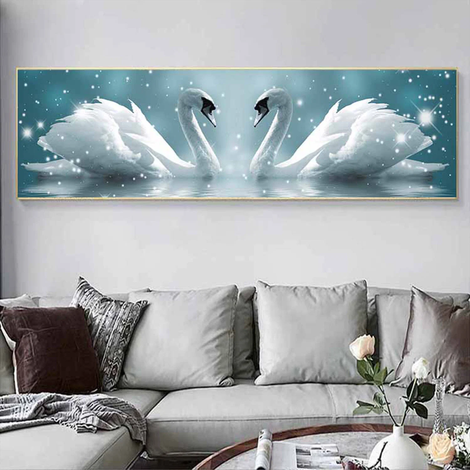 50cm*180cm Crstal Porcelain Mandarin Ducks Headboard Paintings Decorative Paintings