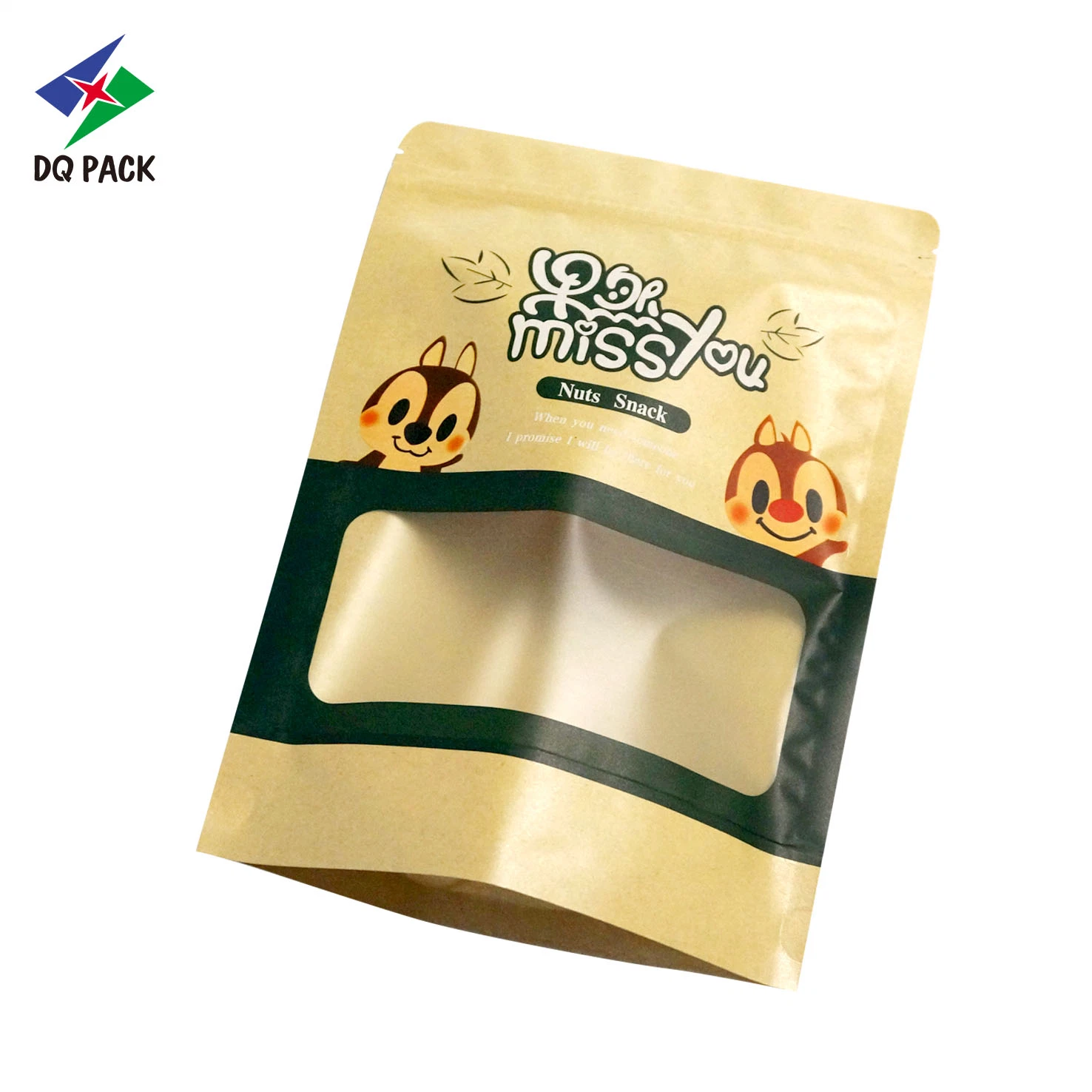 Dq Pack China Packaging Products Kraft Bag Nylon Packaging Bags with Blurred Windows for Nuts