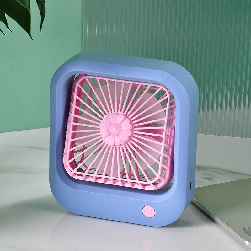 Summer Cool Kids Electric USB Handheld Square Floret Charging Mini Desktop Fan