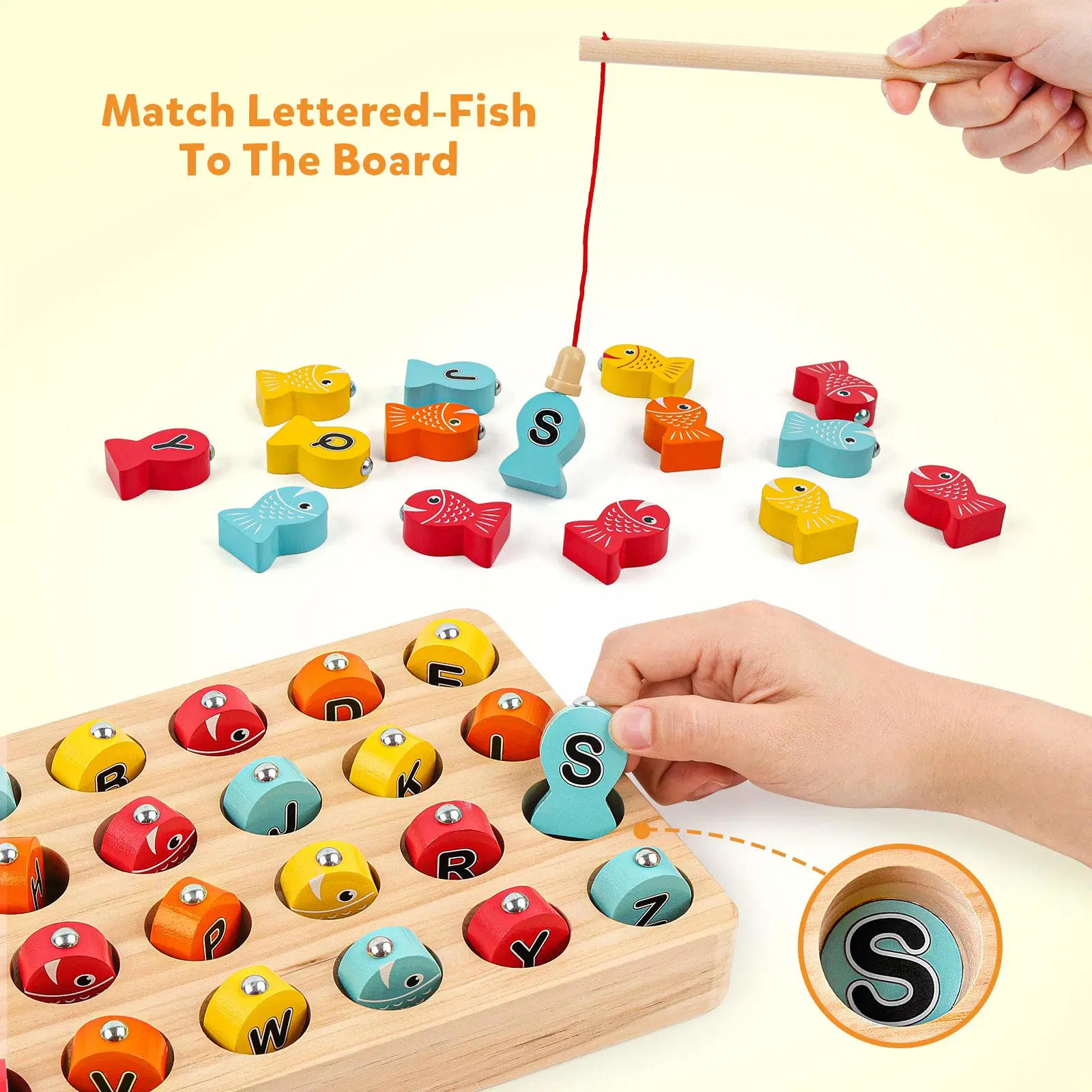 Factory Magnetic Fishing Game Alphabet Sorting Puzzles Montessori Kids Wooden Toys