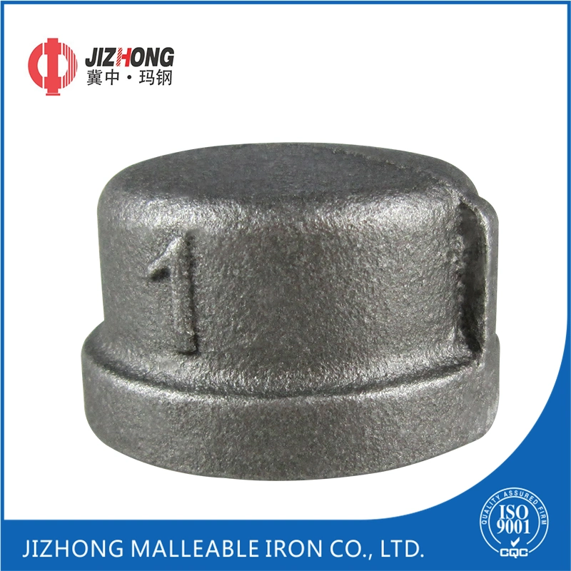 Black Malleable Iron Connecting Pipe Accessories Round Banded Cap