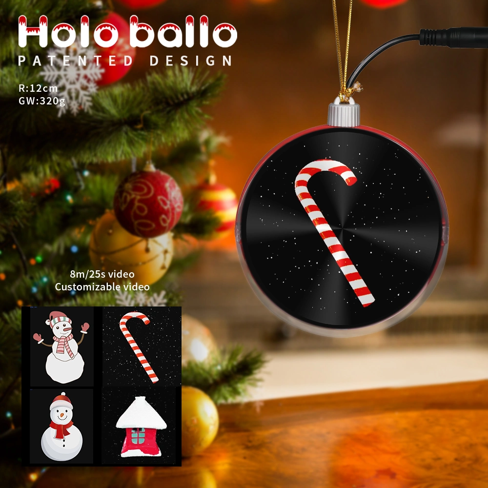 New Design Christmas Ball Ornaments Mini Colorful TFT 3D Hologram Fan Christmas Decoration Holographic Projection