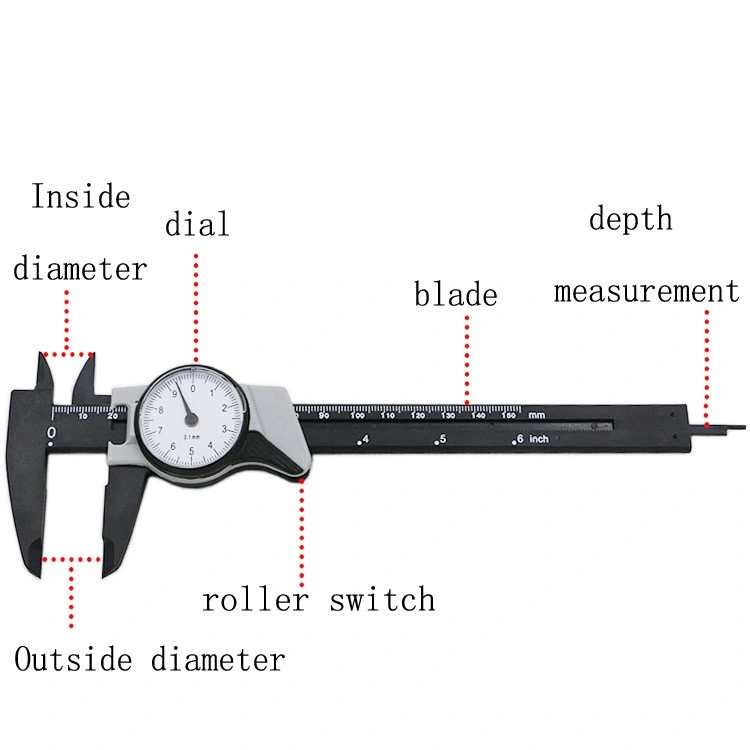 Dial Caliper 0-150mm / 0.1 Shockproof Plastic Digital Caliper