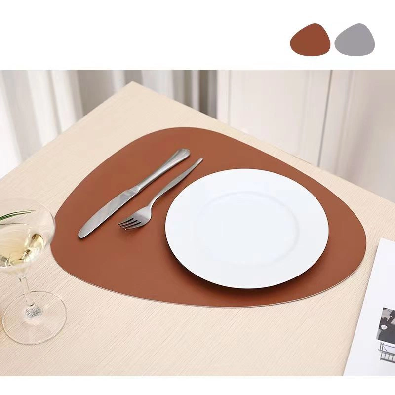 Itens domésticos de PU placemats de couro e Coasters Definir 4, mesa de jantar Wipeable Non-Slip Impermeável Mats para restaurante de cozinha em casa
