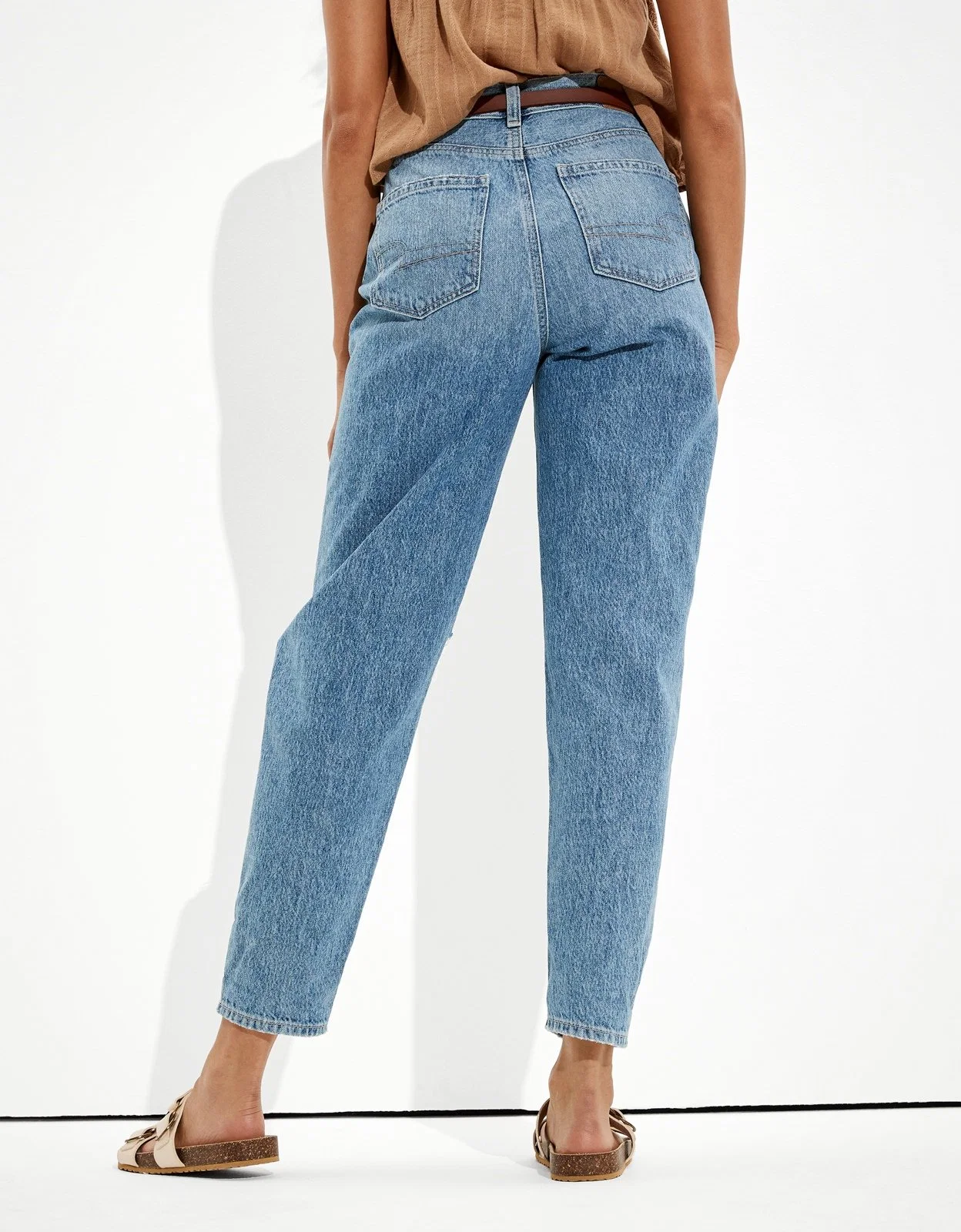 Las nuevas Damas High-Waisted Ripped relajado toda la longitud de Jeans pantalones de mezclilla Mom