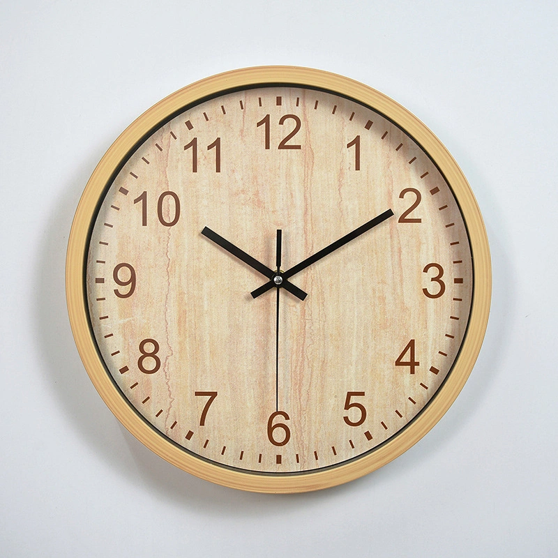 New Novelty Wood Grain Large Quartz Decorative Plastic Non Ticking Wall Clock