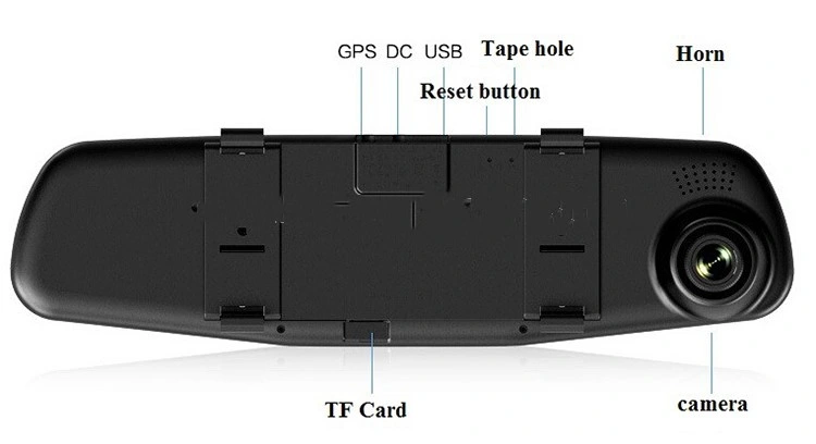 4.3 Inch Rearview Mirror Video Recorder Dual Lens Car DVR (pz916)