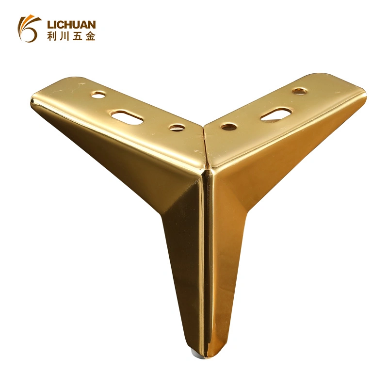 Furniture Hardware Gold Oblique Rectangular Metal Sofa Leg for Furniture
