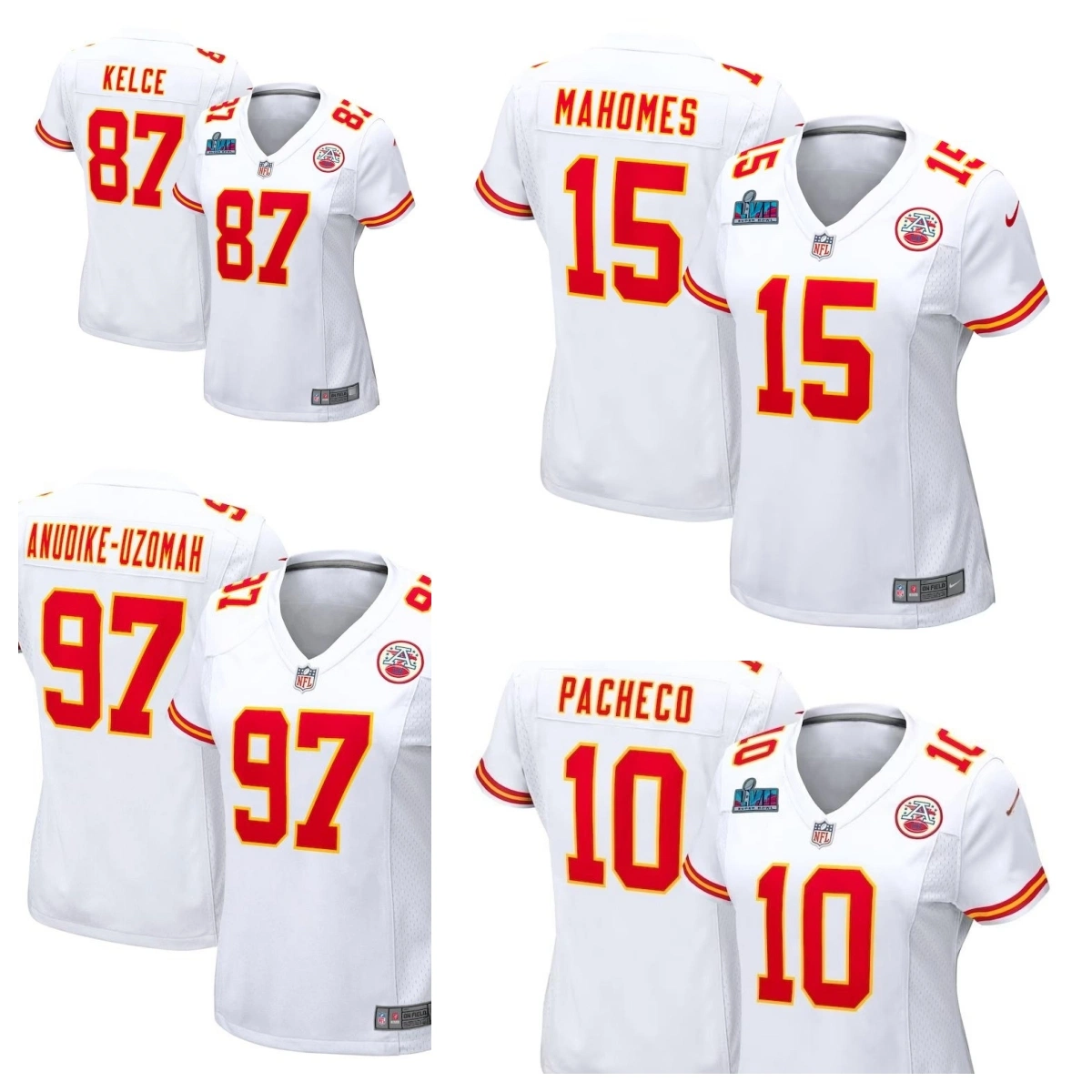 Wholesale Kansas City Dropshipping Chiefs Nk Women's Super Bowl Lvii Patch Away Game Jersey - White