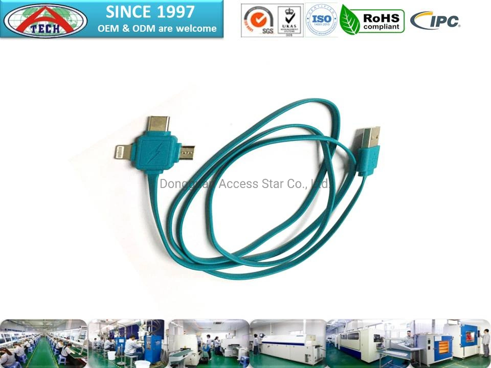 2 en 1 adaptador tipo C para Android, la caja de Zinc, Pogo Pin cable USB