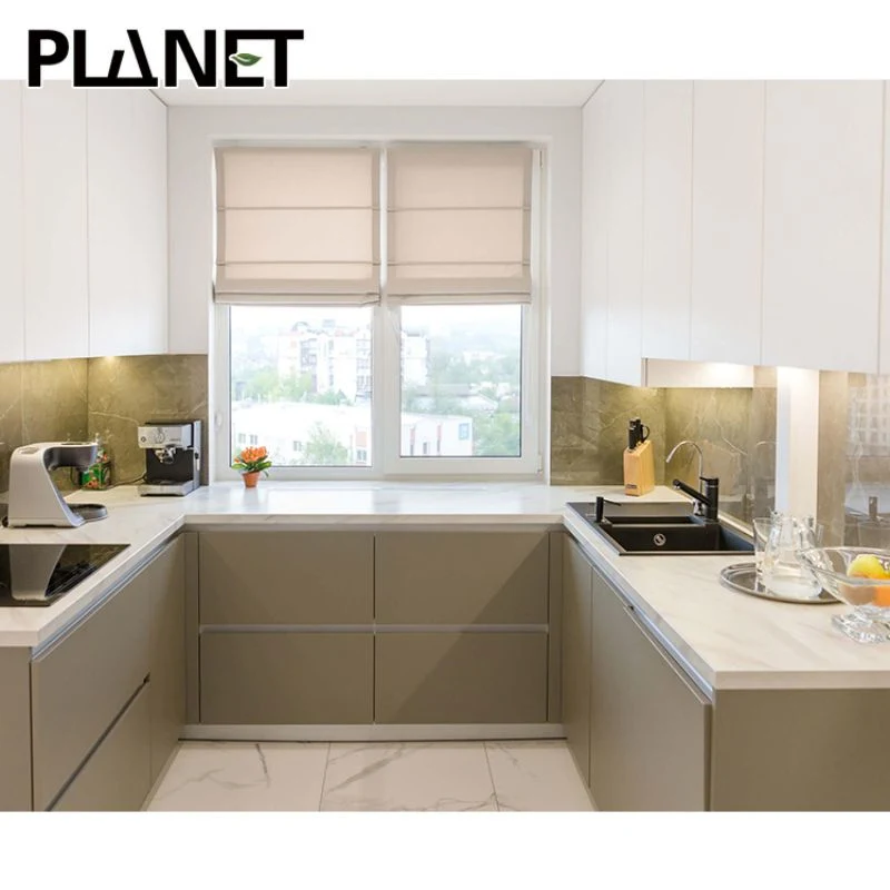 Luxury Modern PVC Soild Wood Design Customized Simple Open Kitchen Cabinets Decoration