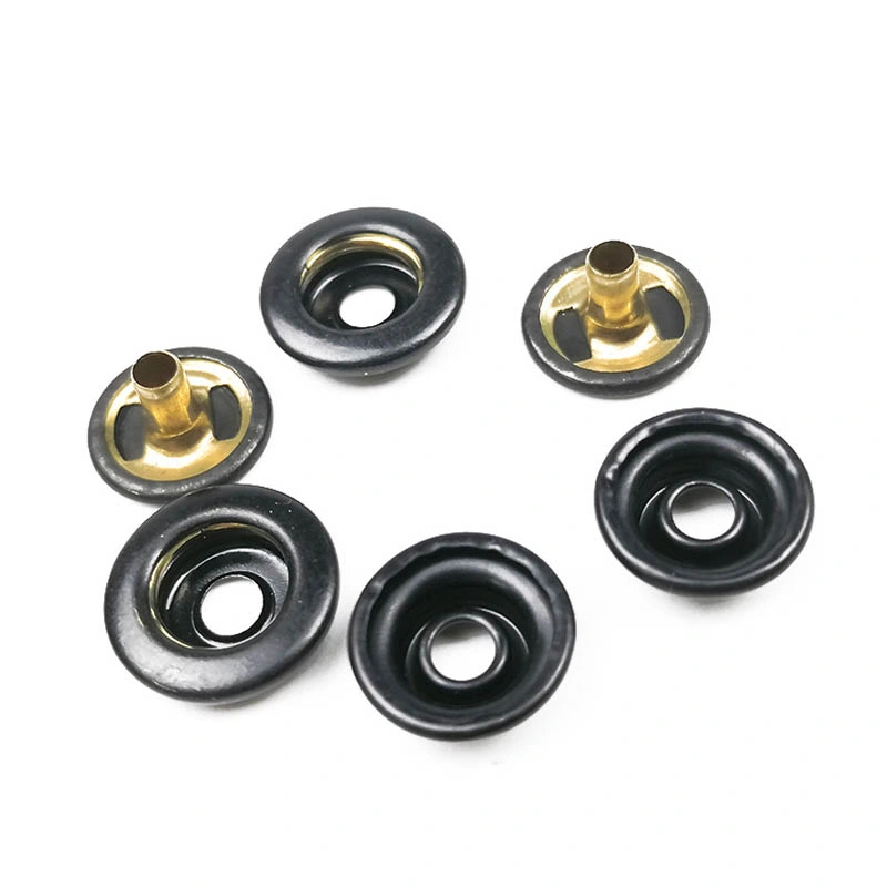 Factory Wholesale Custom Black Color Copper Four Parts Ring Prong Snap Button