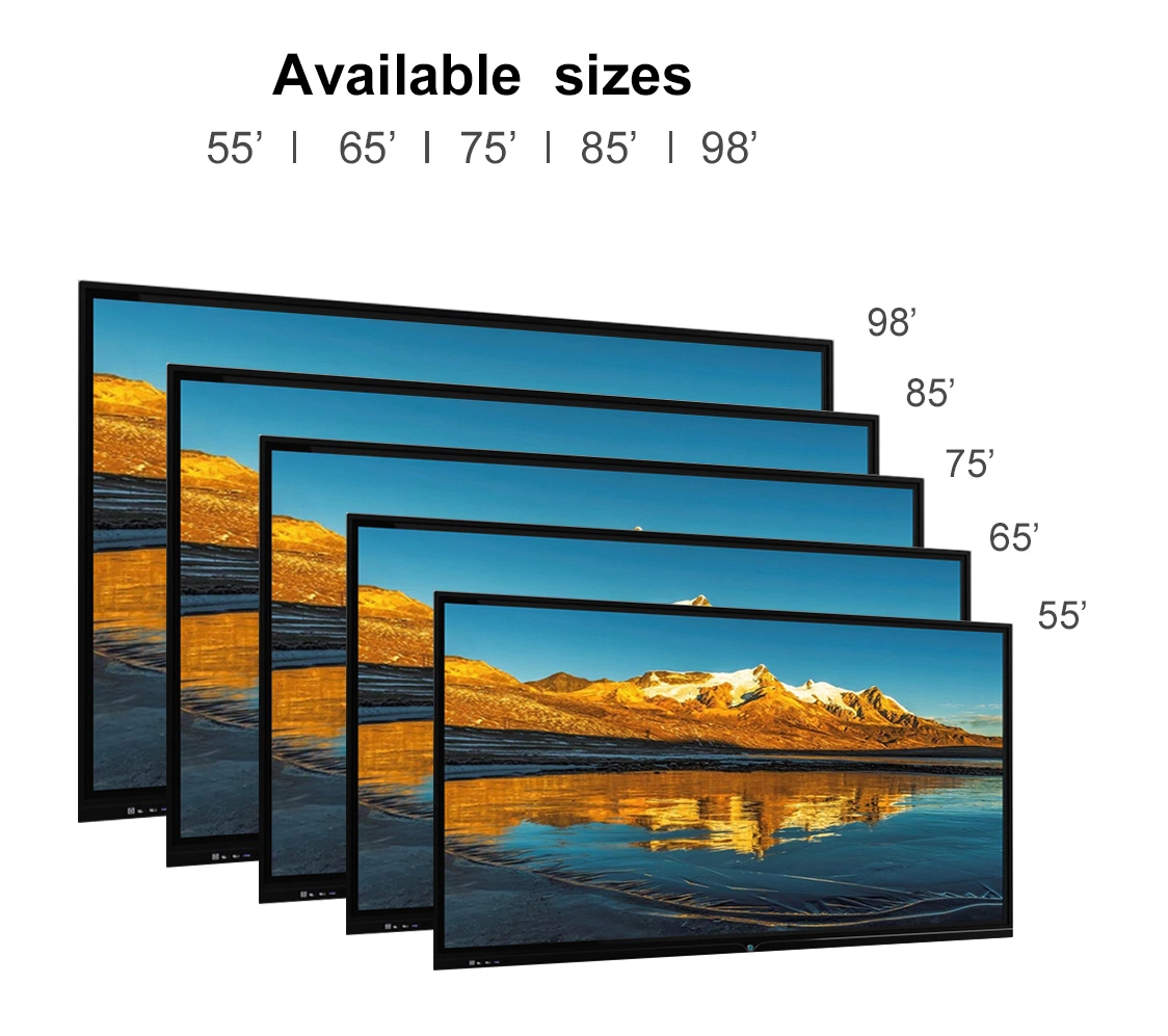 Светодиодный монитор 3840*2160 4K Finger Touch Dual System Android Windows Meeting Интерактивная панель управления 65, 75, 85, 86, 98 принимают OEM / ODM