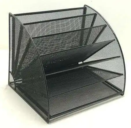 Hot-Sale Office Desktop 6 Compartments Fan-Shaped Metal Mesh File Organizer