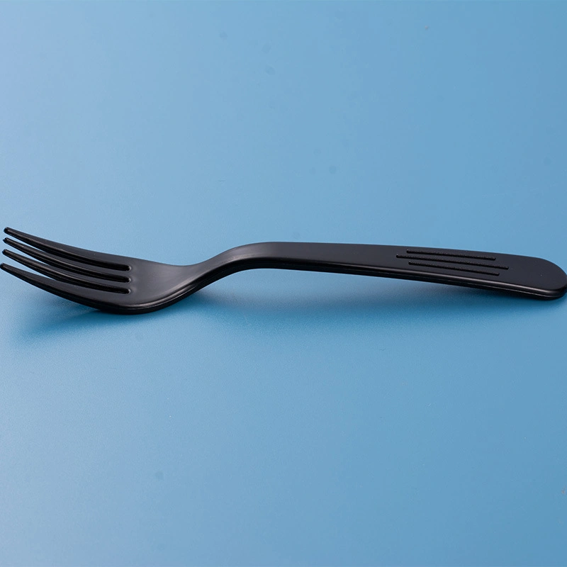 Custom Disposable Cutlery Spoon PP Plastic Dessert Black and White Fork Tableware Cake Fork (SG-012)