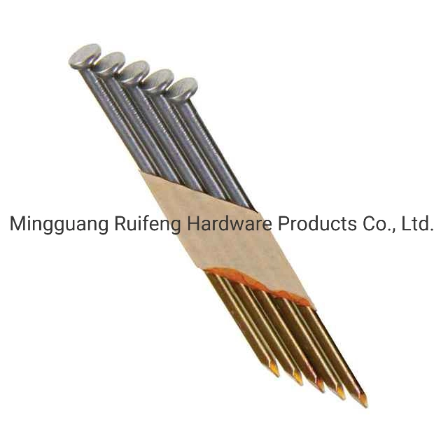 Fastener Factory Manufacturer/ Supplier: 34 Degree Flat Head Galvanized Paper Tape Strip Nails / Framing Nails for Pneumatic Nailer with CE