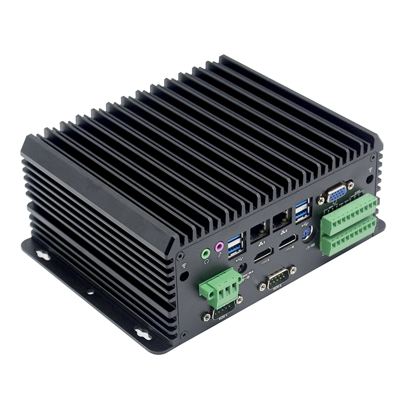 Phoenix Terminal Anti-Interference RS232 RS485 2 Gigabit Ethernet Fanless Industrial PC Mini Computer 12V