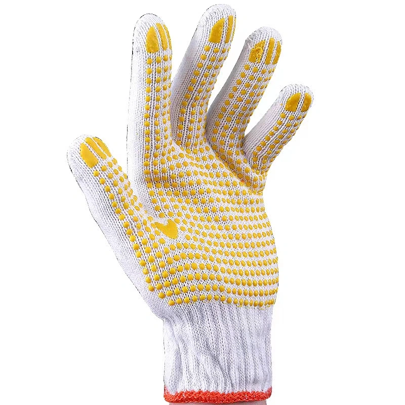 Wholesale/Supplier Cotton Poly Resistant Knitted Dotted PVC Coated Safety Gloves