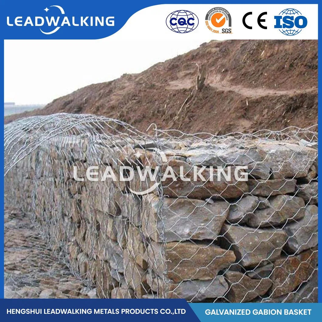 Leadwalking 100X150mm Mesh Metal Hexagonal Gabion Stone Cage Factory Civil Engineering Galvanized Wovean Gabion China Woven Galvanized Hexagonal Gabion