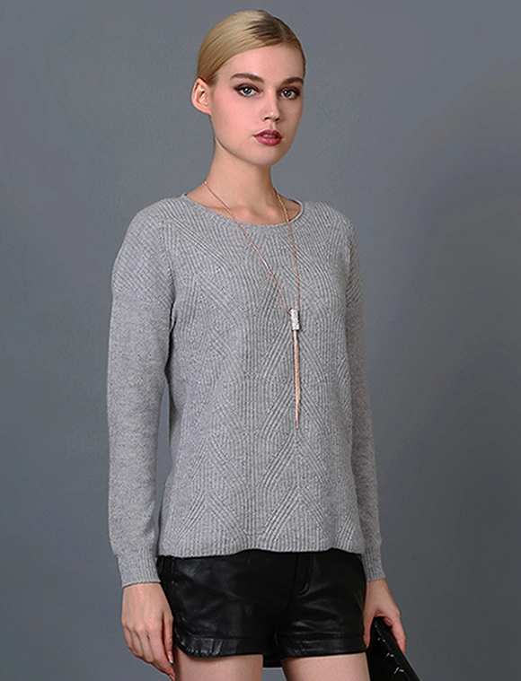 Lady's Fashion Baby Wool, Yak & Cashmere Blends Roundneck Pullover