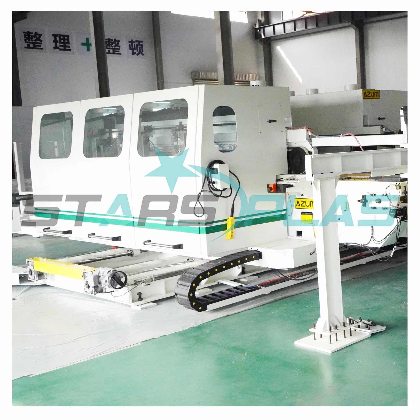 Starsplas Sp8+8 Spc WPC Electric Control Profiling and Saw Cutter Machine Automation Unloading System for Flooring Production