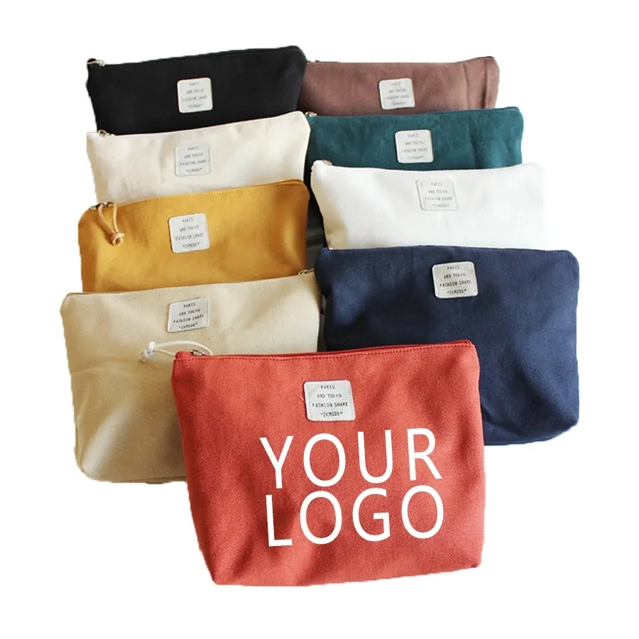 Eco Friendly Custom Printed Logo Blank Make up Organic Cotton Plain Travel New Cosmetic Makeup Bag
