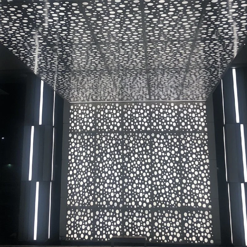 Nós decorativos criativa de alumínio artística Restaurante perfurada teto com luz de LED