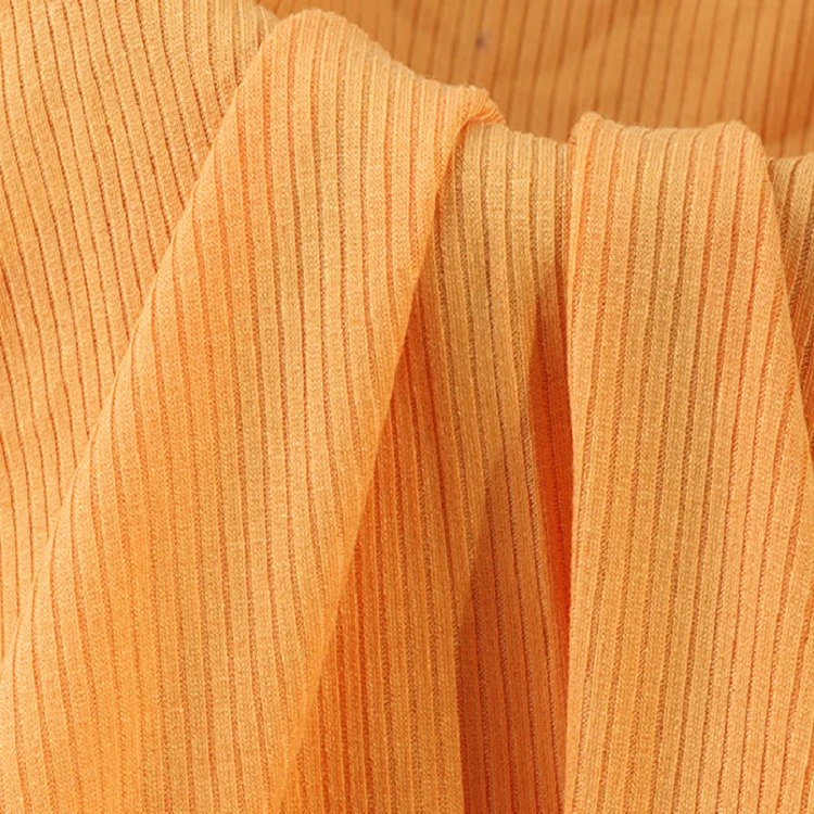 Super ODM Orange 100% Nylon Stretch 5X4 Rib Knit Fabric Used for Dress Sweater