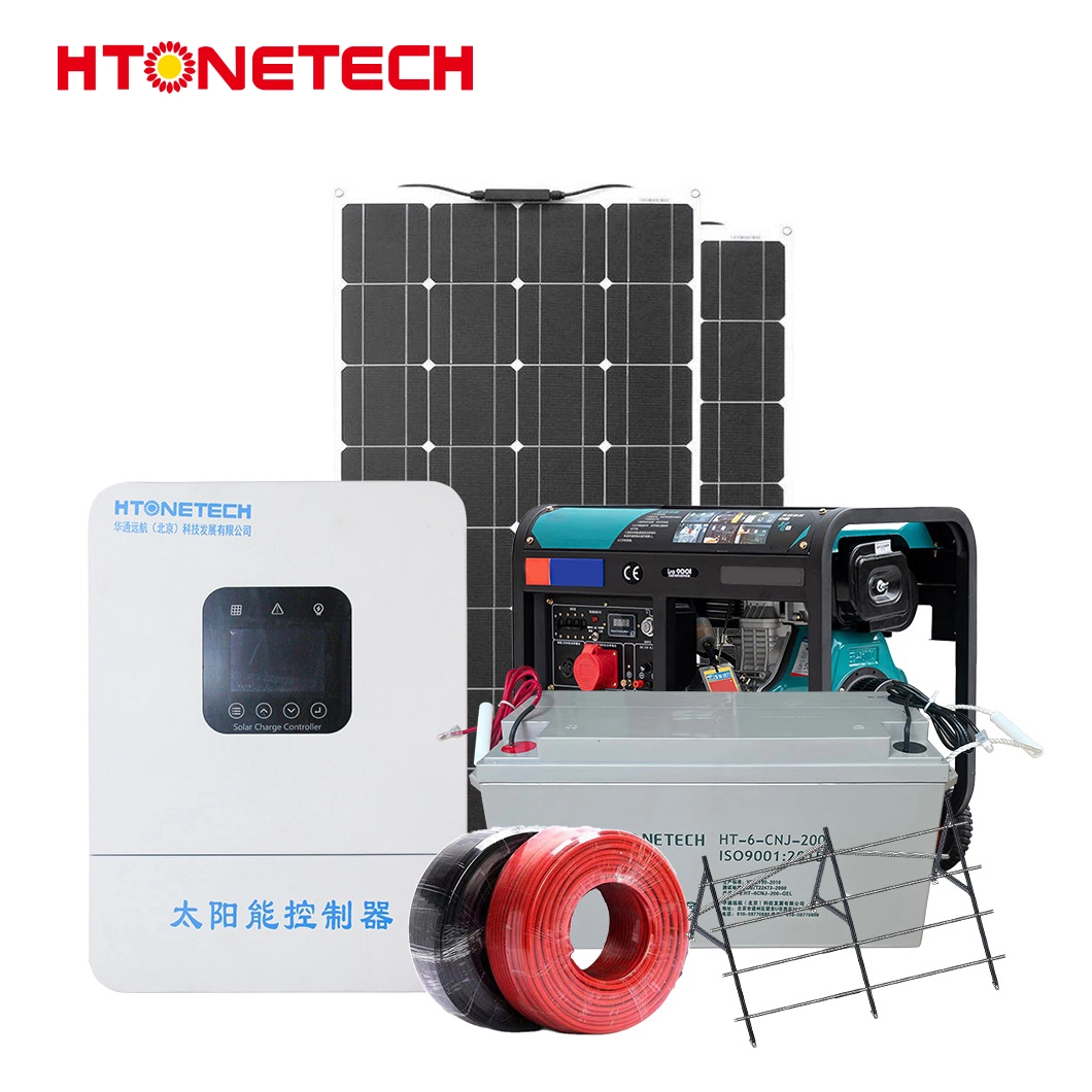 Htonetech 4kVA 3.5 kW off Grid Solar System Поставщики Китай 5 квт 53 квт Моно солнечная панель системы тяжелого топливного масла дизельного Гибридная солнечная система для дома генератора