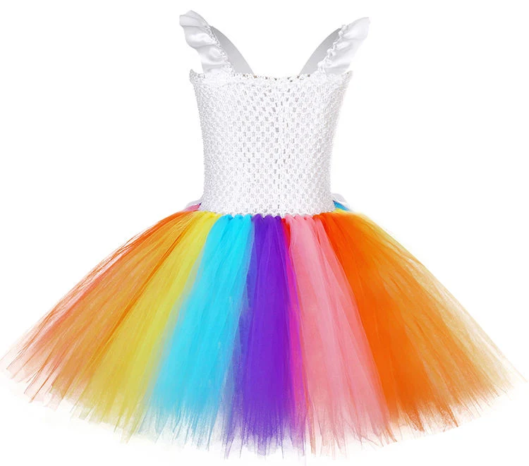 Venta caliente Dulce Traje colorido hada Princesa Unicornio Horn 2-12 Años niña Tutu vestir Niño