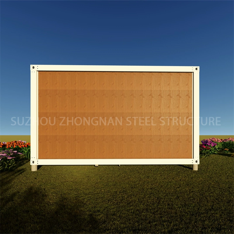 Customized Wood Grain Glass Wall Prefabricated Homes Shipping Container House