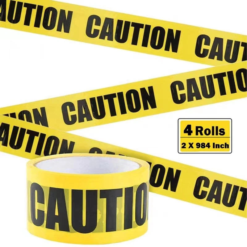 شريط لاصق خاص PE Caution الشريط الأصفر Roll Tape مع طباعة باللون الأسود