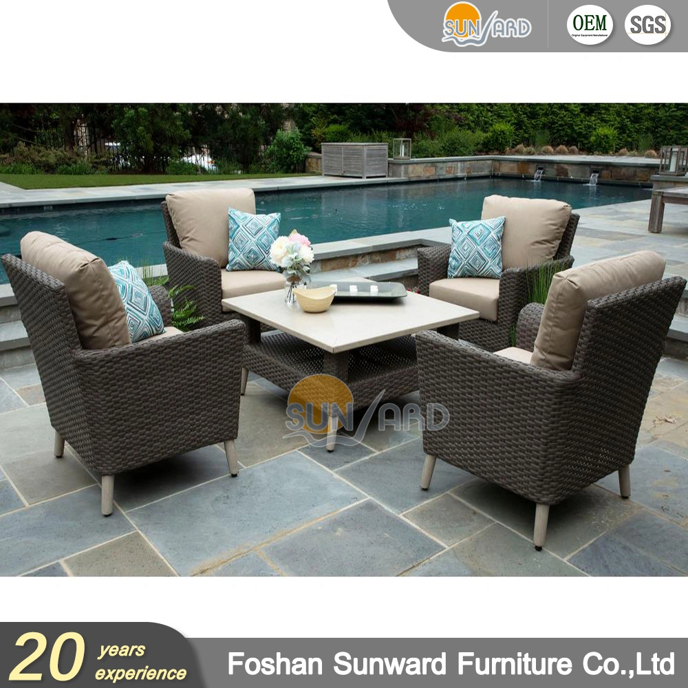 Outdoor Furniture Sofa PE Natural Furniture Brown Rattan Sofa with Cushions