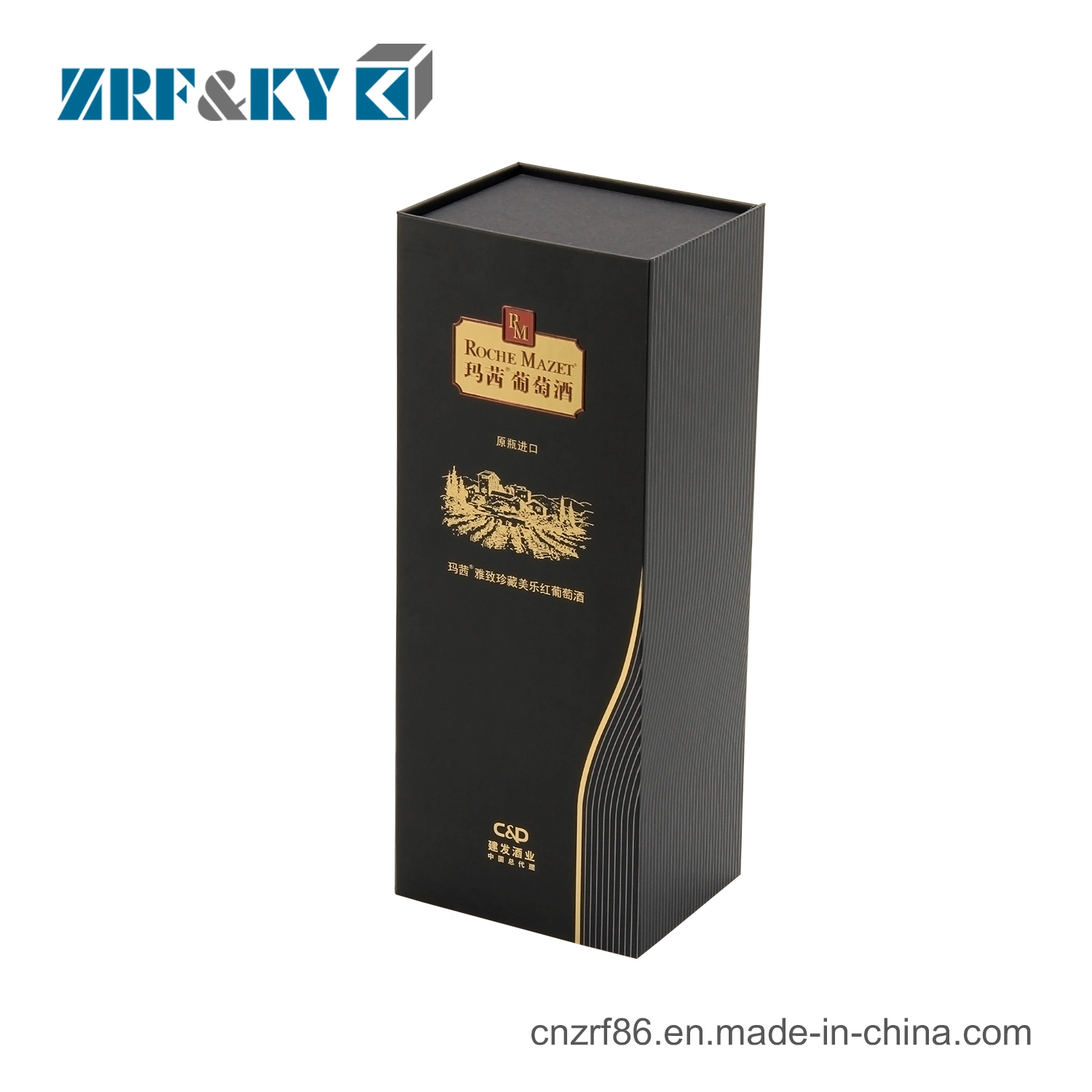 Custom Single Bottle Red Wine Glass Packaging Box with Magnet