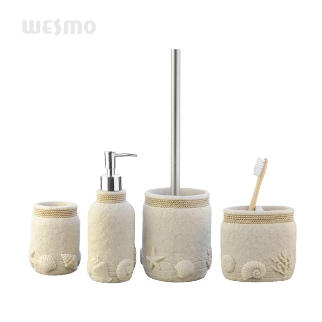 Factory Wholesale/Supplier Polyresin Bathroom Accessories Set with Rhinestone