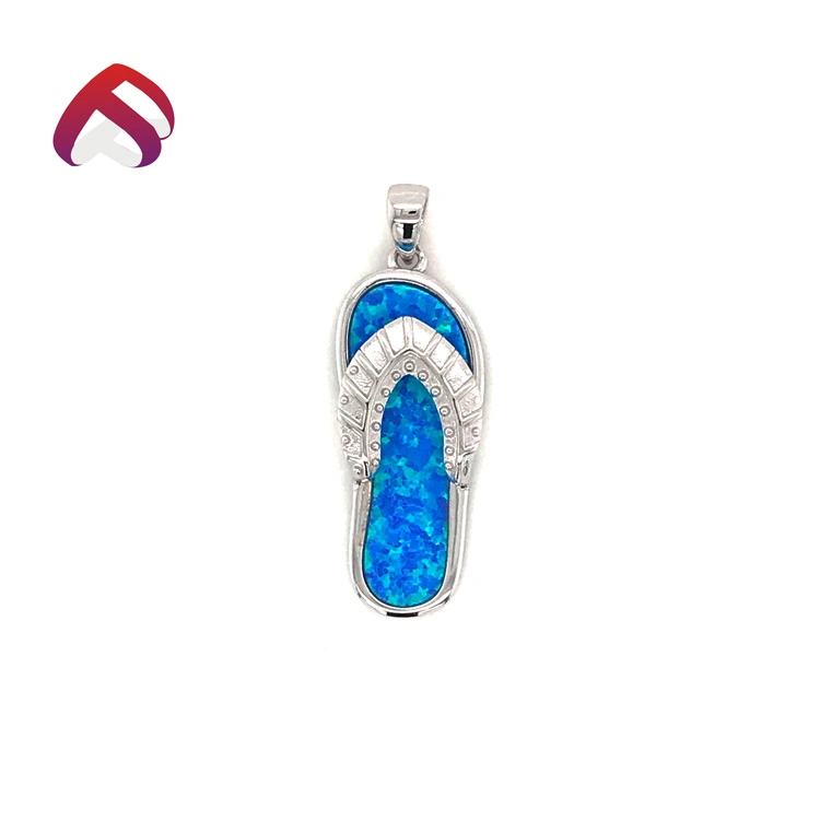 Beach Style 925 Silver Opal Jewelry Slipper Pendant Fashion Necklace Jewelry Set (PD85564)