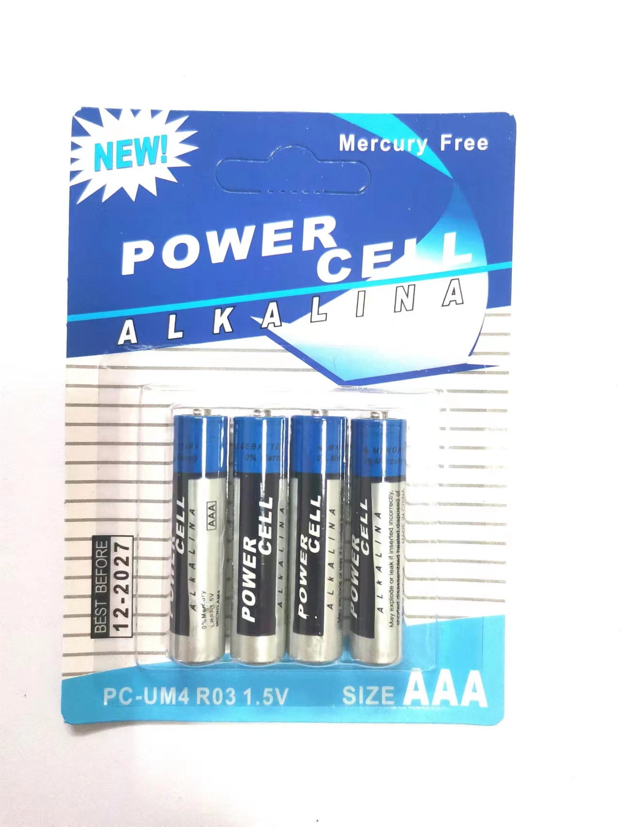 AAA R03 UM-4 de 1,5 Powercell batería de Zinc de carbono 4pcs en blíster Pack batería seca celda de la batería de la electrónica de consumo//Control remoto de electrónica de consumo