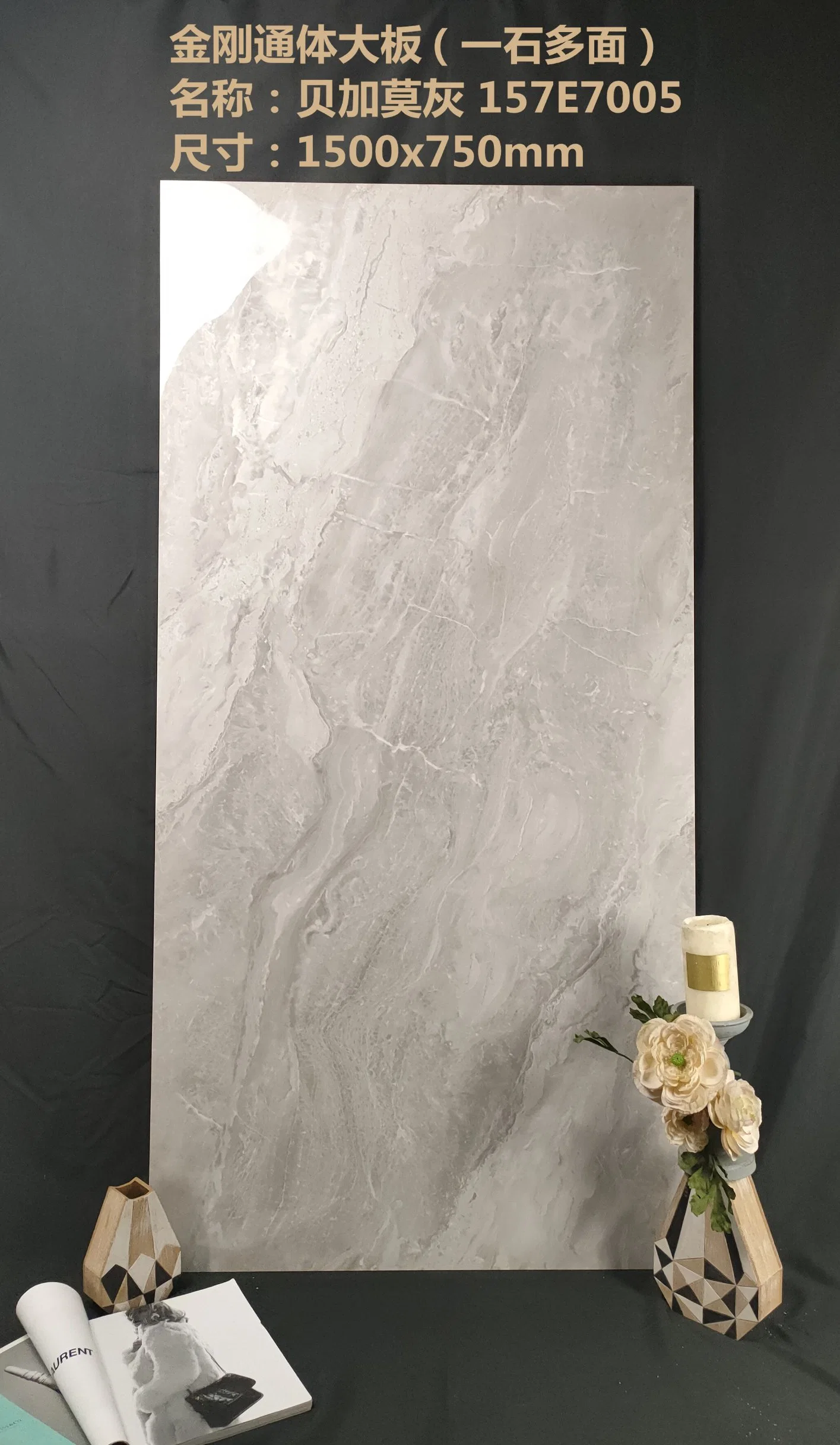 750*1500 мм серым мрамором с нетерпением полированного стекла фарфором полом фарфора плитки для гостиной ванная комната