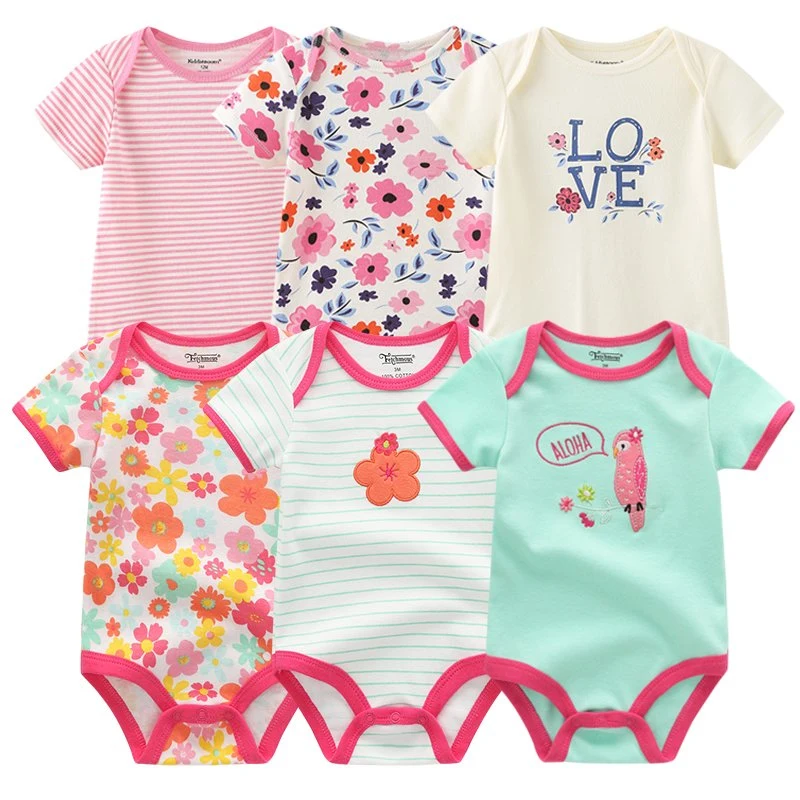 6PCS/Lot Baby Bodysuit Fashion Body Suits Short Sleeve Newborn Infant