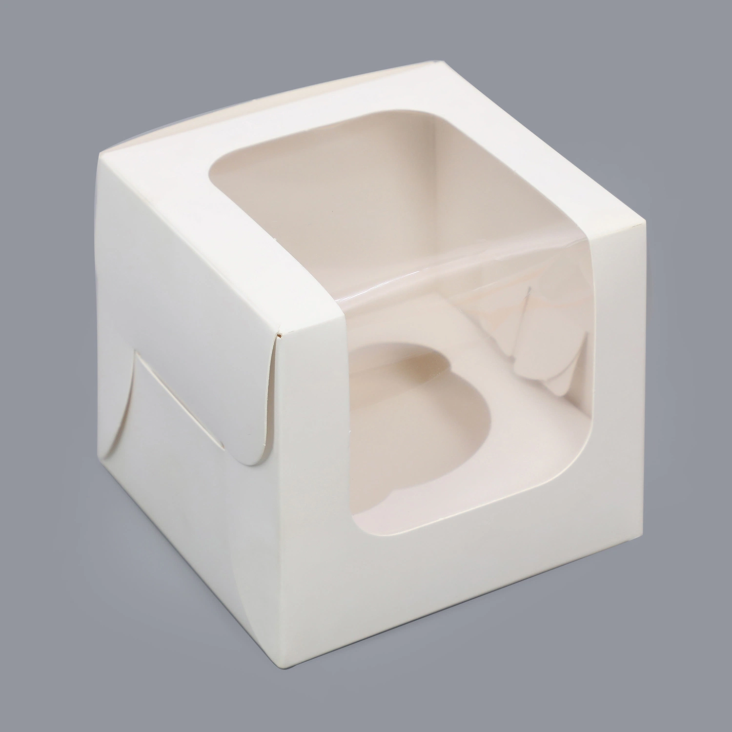 White Baking Box, Window Cake Box for One Cup