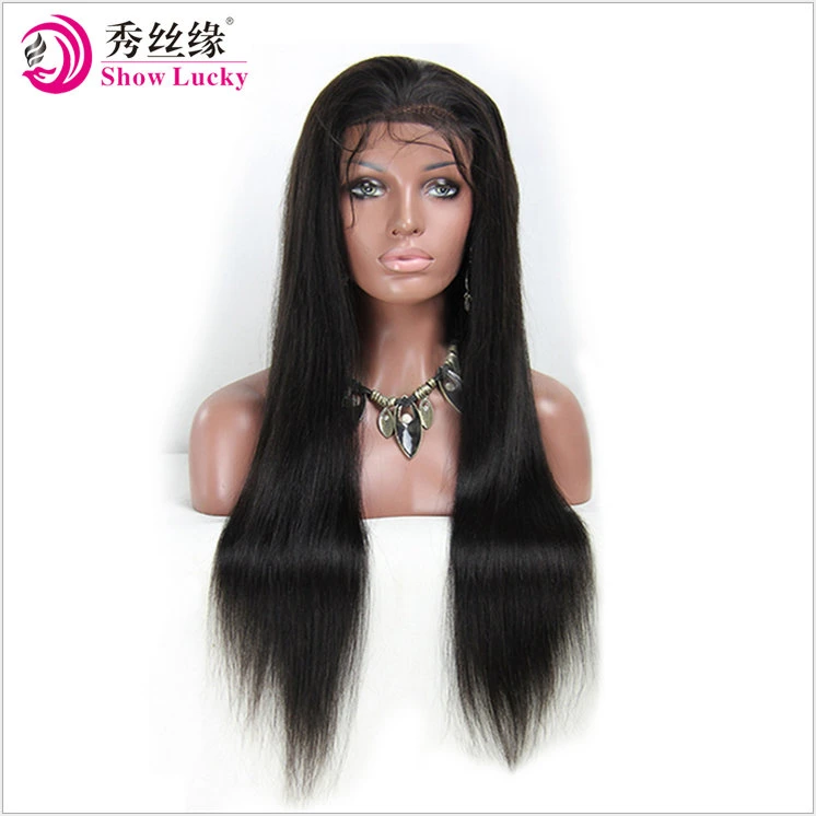 Top Grade 10A Virgin Malaysian Silk Straight Human Hair 180% 200% 220% 250% Density Full Front Lace Wig with Baby Hair