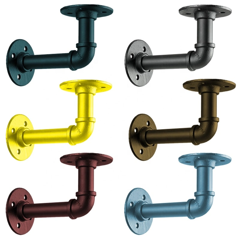 3/4" Industrial Pipes Plumbing Pipe Fittings Black Iron Pipe Shelf Brackets Decorative Home Furniture