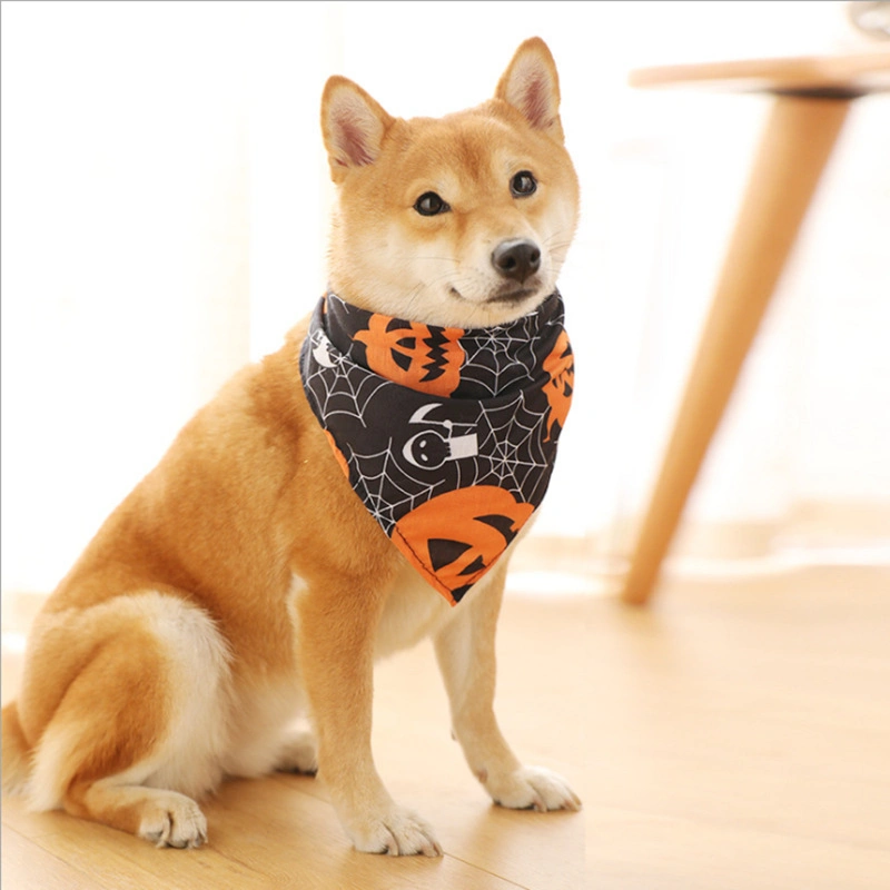 Pet Accessories Scarf Halloween Dog Bandana Triangle Dog Scarf Washable Pet Bib Halloween Pumpkin Bandana Dog Holiday Dress up